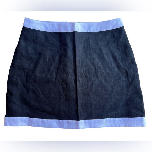 Reformation Dresses & Skirts - NEW REFORMATION Mini Skirt High Waist 100% Linen Black w White Trim Sz 4 Luxury